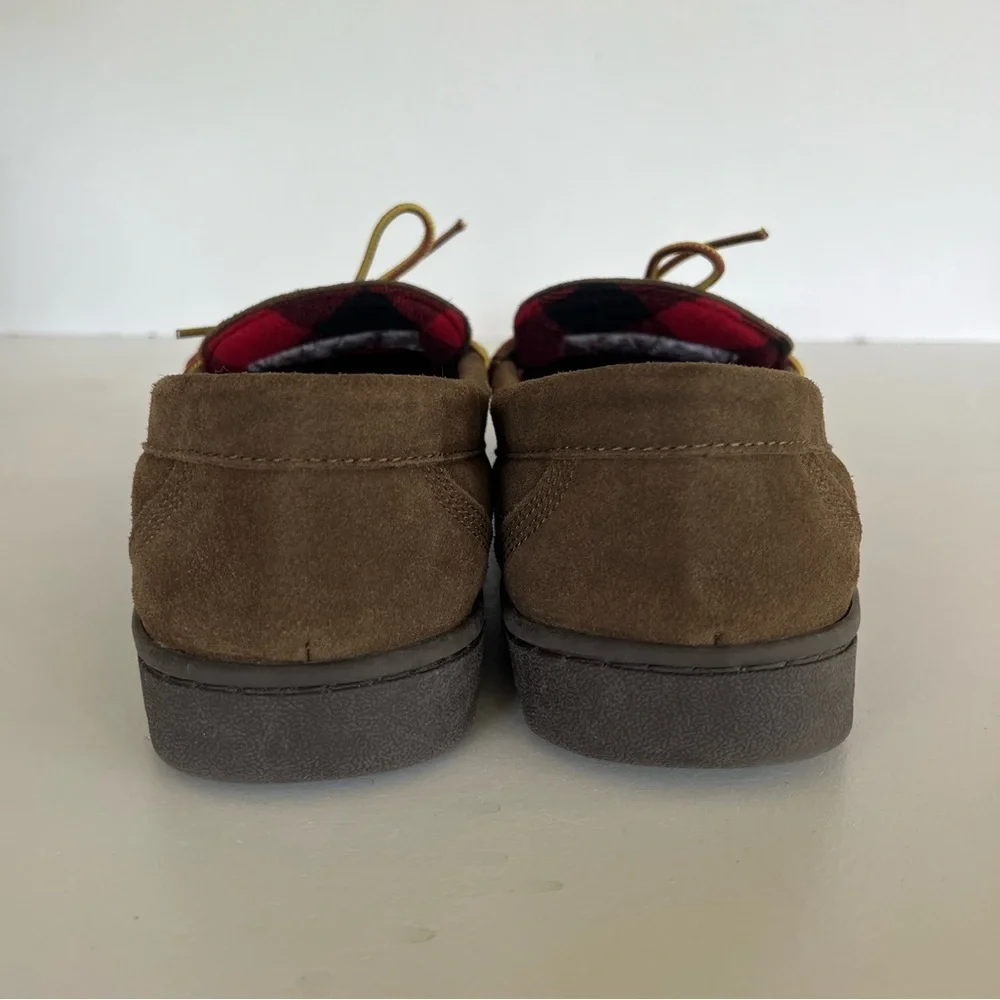 Timberland Men's Stony Ledge Flannel-Lined Moc Slipper in Dark Brown, size 7